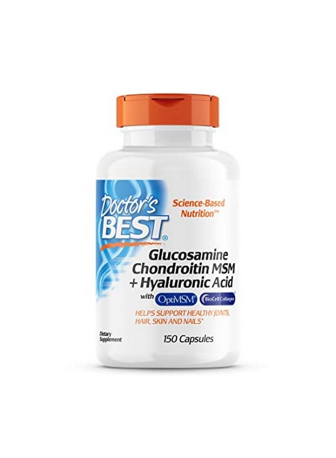 Doctor's BEST Glucosamine Chondroitin Msm + Hyaluronic Acid With Optimsm Featuring Biocell Collagen Joint Support Nongmo Gluten & Soy Free 150 Caps  - Image 1