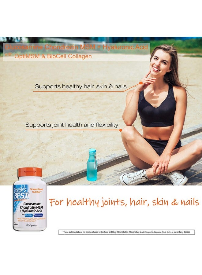 Doctor's BEST Glucosamine Chondroitin Msm + Hyaluronic Acid With Optimsm Featuring Biocell Collagen Joint Support Nongmo Gluten & Soy Free 150 Caps  - Image 4