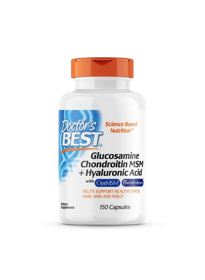 Doctor's BEST Glucosamine Chondroitin Msm + Hyaluronic Acid With Optimsm Featuring Biocell Collagen Joint Support Nongmo Gluten & Soy Free 150 Caps  - Image 2