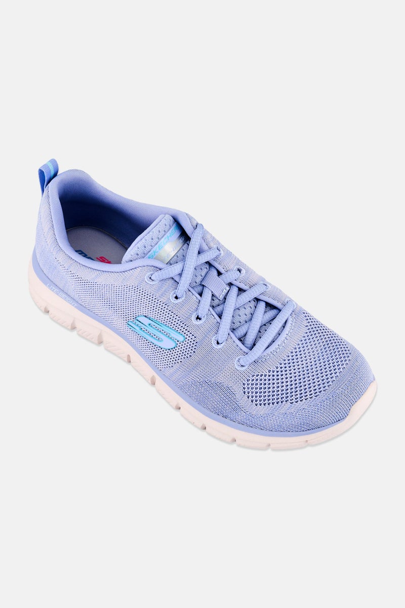SKECHERS أحذية خارجية للنساء نهارية مزينة بالدانتيل، لون أزرق فاتح - Image 1