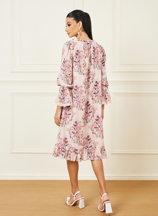 Styli Floral Chiffon Midi Dress  - Image 4