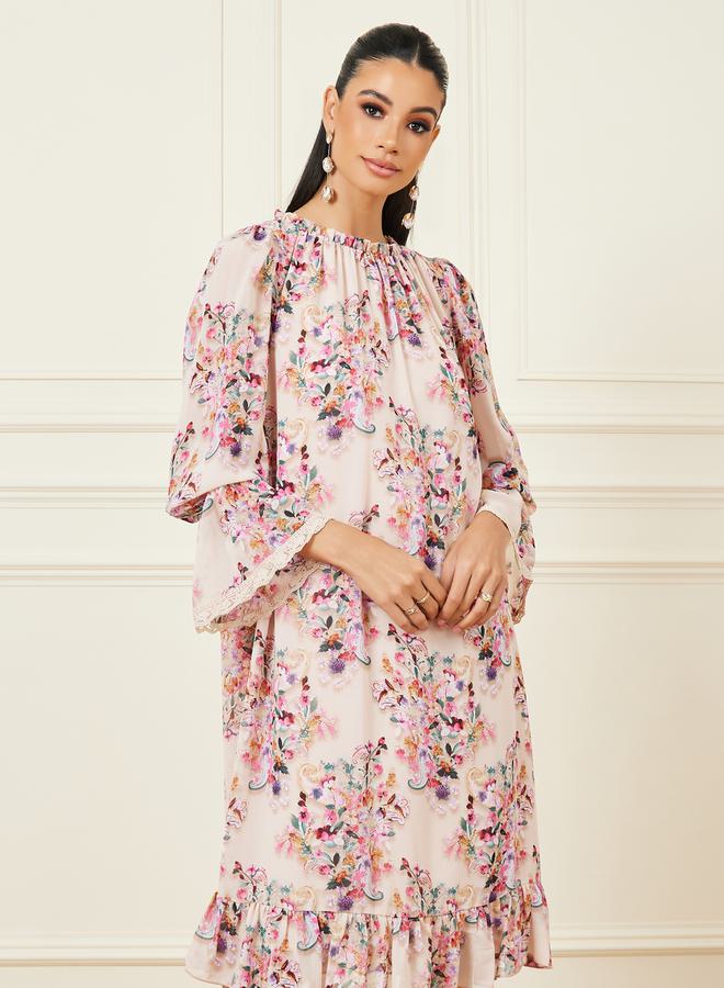 Styli Floral Chiffon Midi Dress  - Image 2