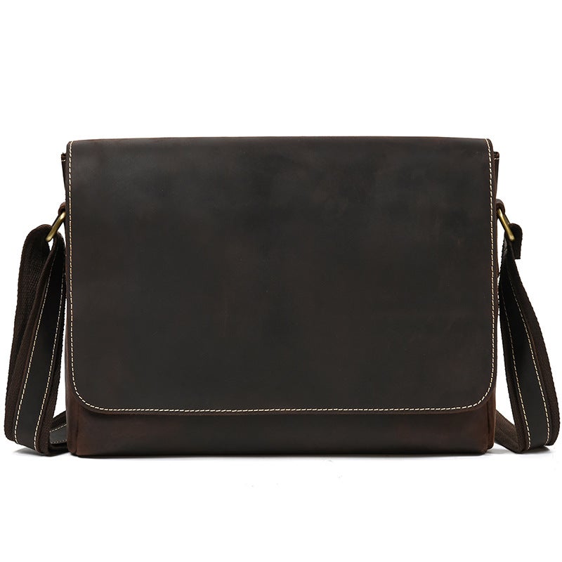 Men'S Genuine Leather Shoulder Bag Crazy Horse Leather Vintage Crossbody Bag Top Layer Cowhide Flip Cover Shoulder Bag Ipad Protective Bag - Image 1