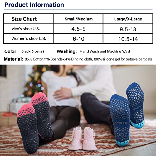 Hylaea Womens & Mens Non Slip Socks with Grip for Yoga Pilates Barre Home Hospital Socks Cushioned Yellow Blue Pink Brown Small Medium - Image 5
