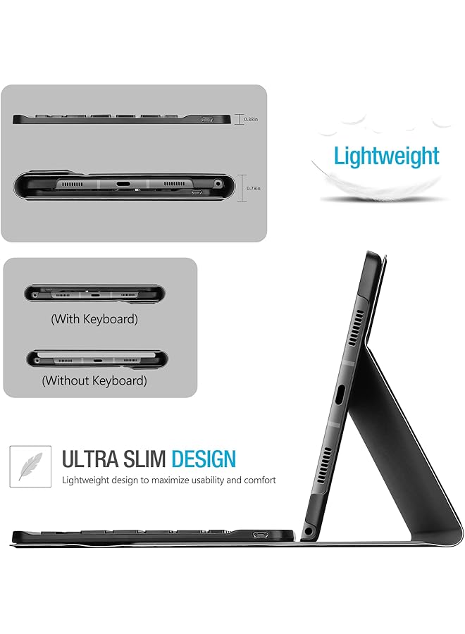 Procases Galaxy Tab A8 Keyboard Case 10.5 Inch 2022 Protective Cover Case With Detachable Wireless Keyboard For Samsung Tab A8 10.5 Inch X200 X205 X207 -Black - Image 5