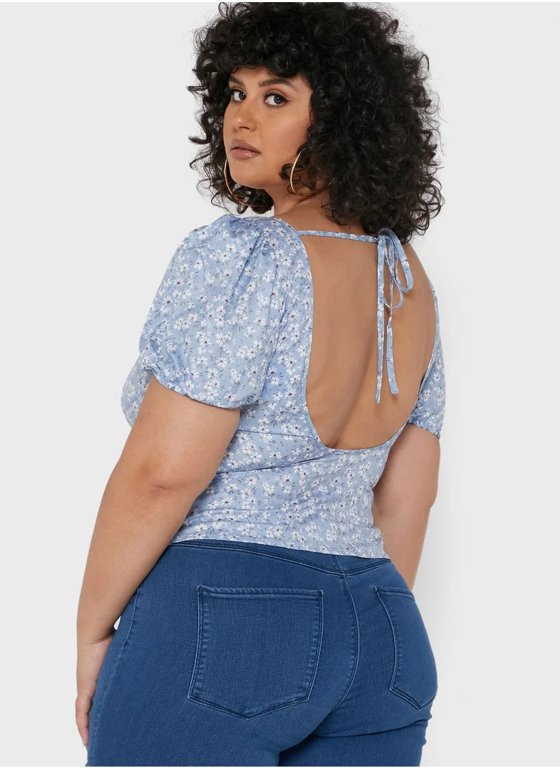 Missguided Curve Open Back Milkmaid Blouse