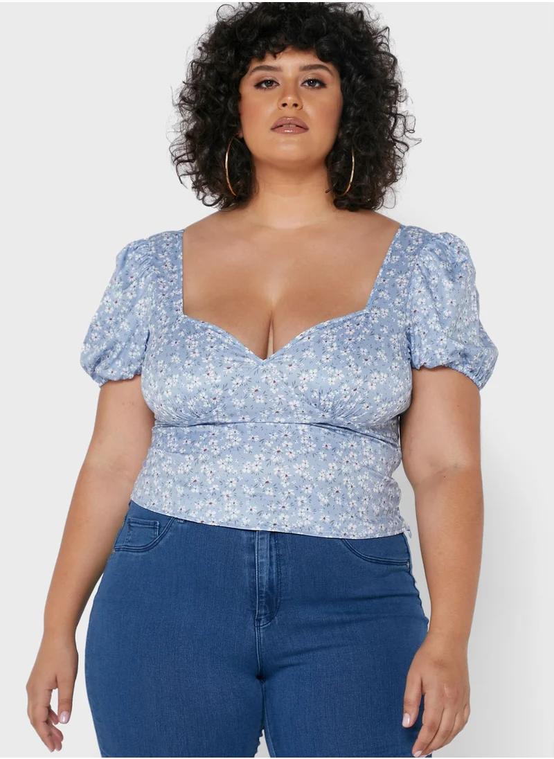 Missguided Curve Open Back Milkmaid Blouse