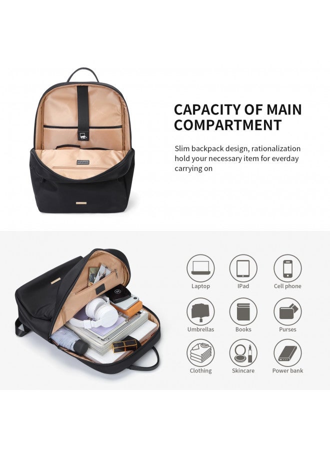 GOLF SUPAGS Laptop Backpack for Women Slim Computer Bag Work Travel College Backpack Purse Fits 15.6 Inch Notebook (Black) - Image 2