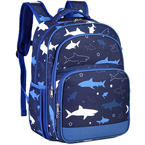 VASCHY Kids backpacks, 16in Water Resistant Backpack for Preschool/Primary/Elementary School Bookbag for Boys Girls with Tablet Sleeve Shark - Image 1