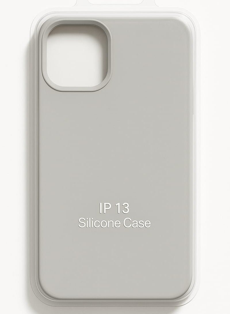 iPhone 13 Silicone Case – Slim Shockproof Protective Back Cover, Soft & Lightweight, Light Grey