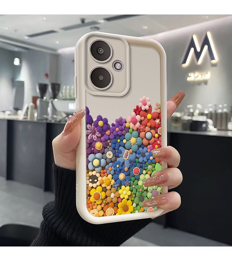 Black Redmi 13C 5G Phone Case Full Protection Fashion Colorful Flower Ball Pattern Design - Image 5