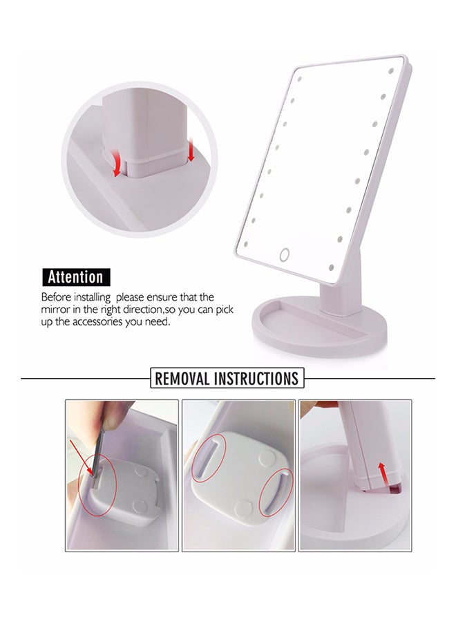 Makeup Mirror with LED Lights in Grey, Size 27x17cm - Image 4