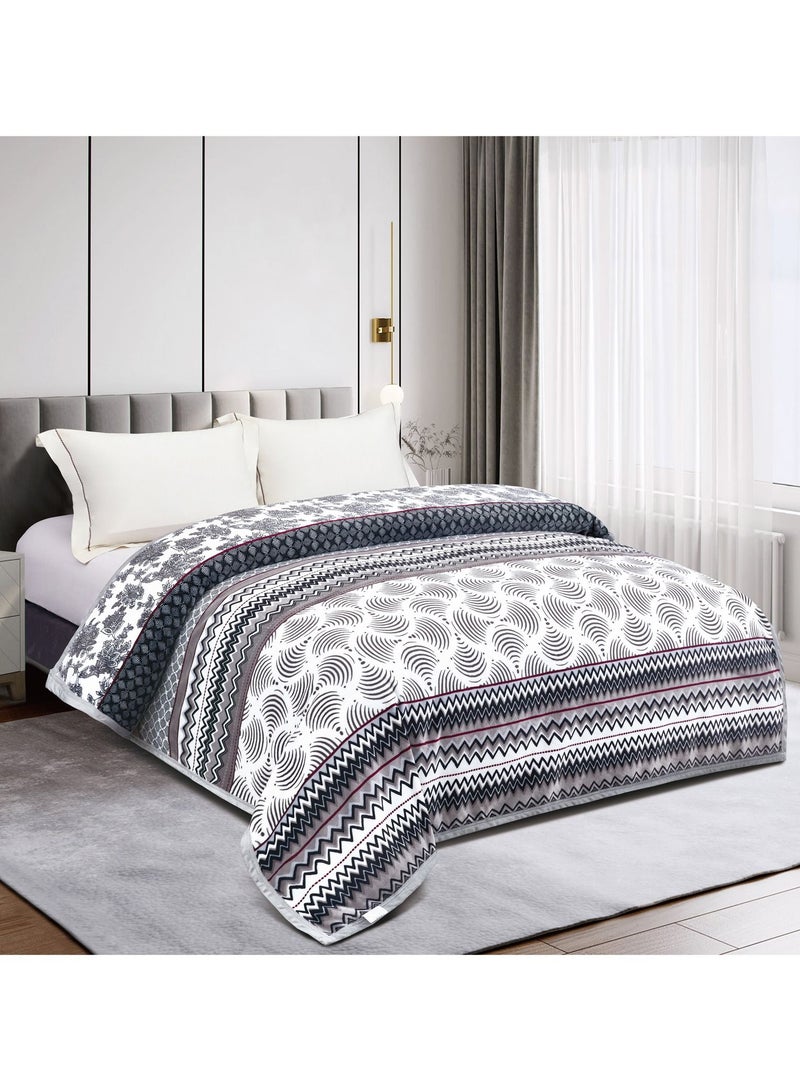 Throw Blanket Floral Printed 1.5kg Super Soft Flannel Weighted Bed Blanket for Bedding Sofa and Travel King Size 220X240cm Multi color