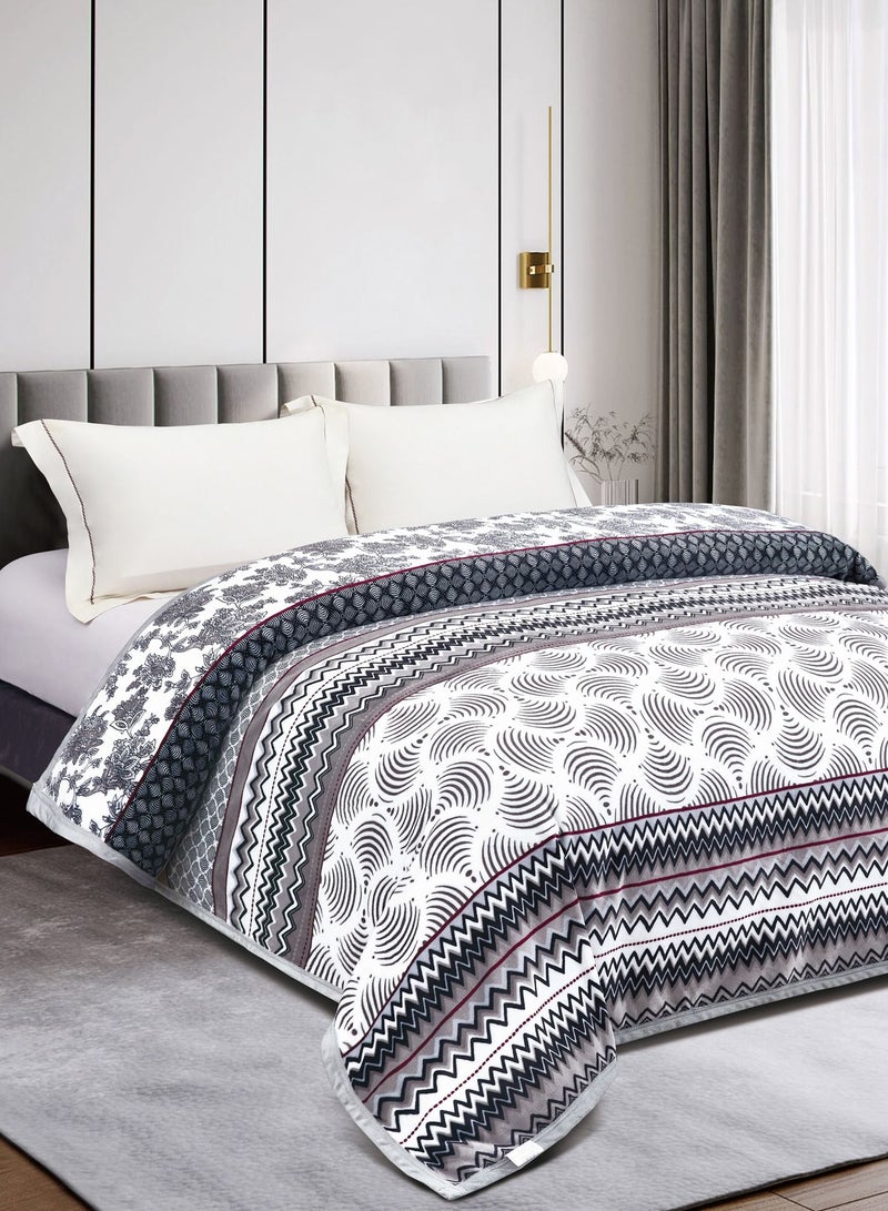 Throw Blanket Floral Printed 1.5kg Super Soft Flannel Weighted Bed Blanket for Bedding Sofa and Travel King Size 220X240cm Multi color