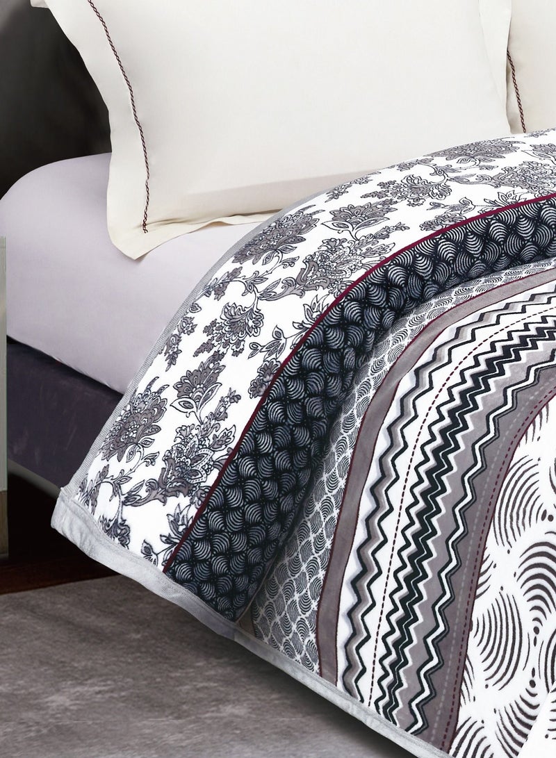 Throw Blanket Floral Printed 1.5kg Super Soft Flannel Weighted Bed Blanket for Bedding Sofa and Travel King Size 220X240cm Multi color