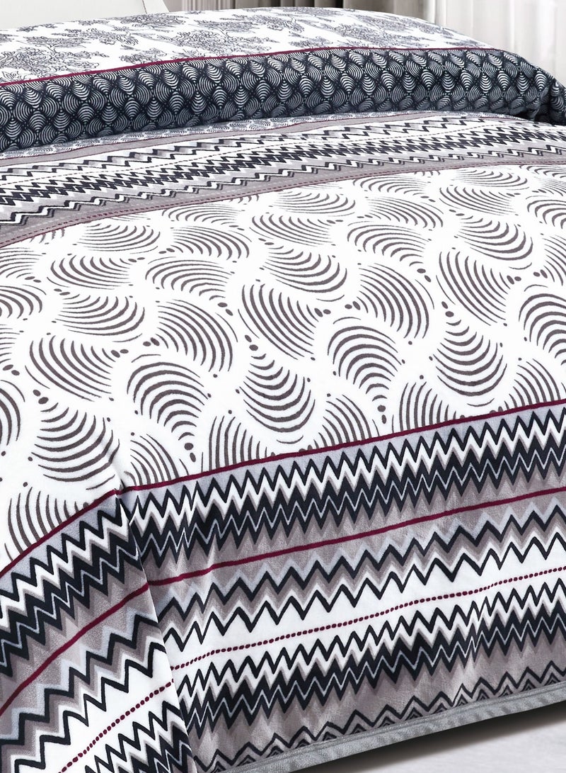 Throw Blanket Floral Printed 1.5kg Super Soft Flannel Weighted Bed Blanket for Bedding Sofa and Travel King Size 220X240cm Multi color