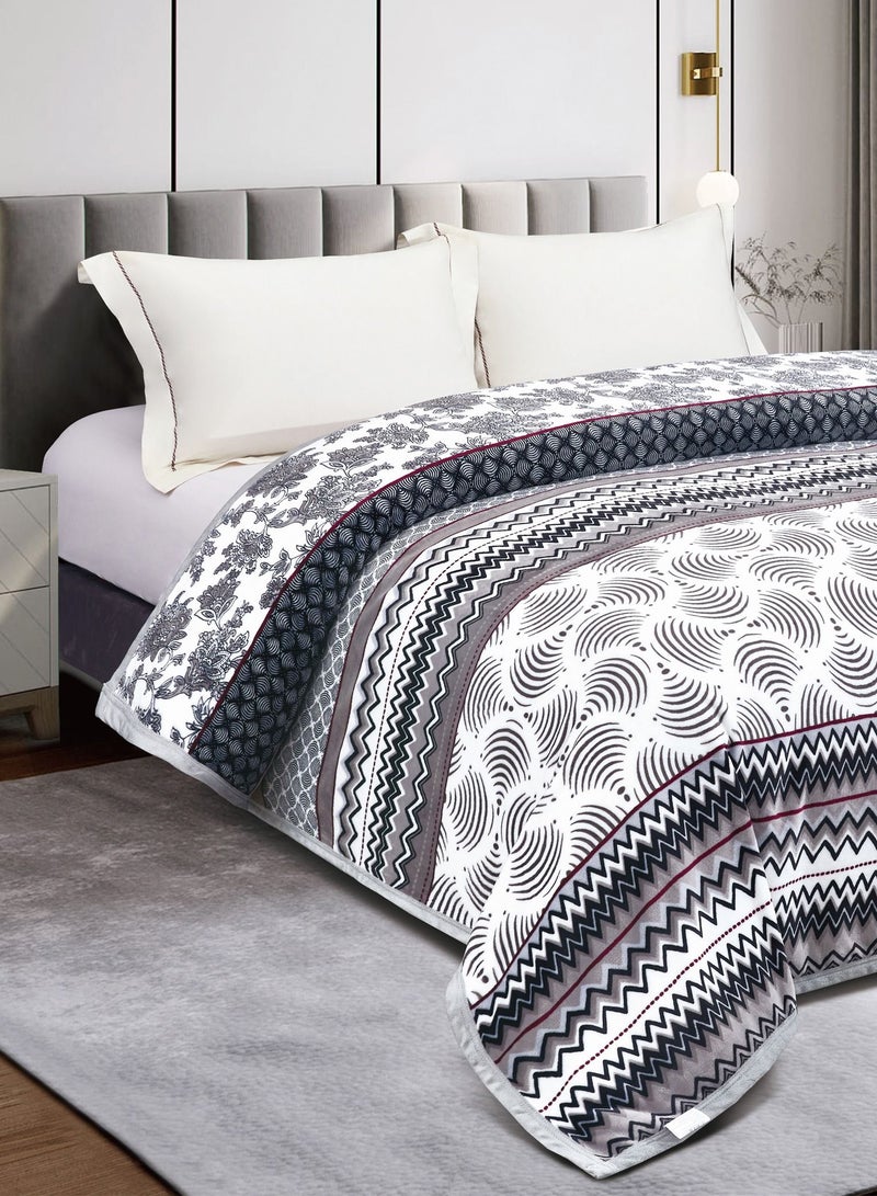 Throw Blanket Floral Printed 1.5kg Super Soft Flannel Weighted Bed Blanket for Bedding Sofa and Travel King Size 220X240cm Multi color