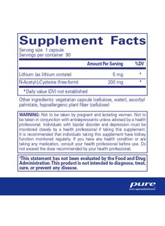Pure Encapsulations Lithium (Orotate) 5 Mg ; Supplement To Support Healthy Brain Function Memory And Behavior* ; 90 Capsules  - Image 3