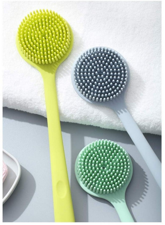 Glitzn Soft Silicone Back Scrubber Shower Bath Body Brush with Long Handle, BPA-Free, Hypoallergenic, Eco-Friendly, For Men and Women (Multicolor) - Image 3