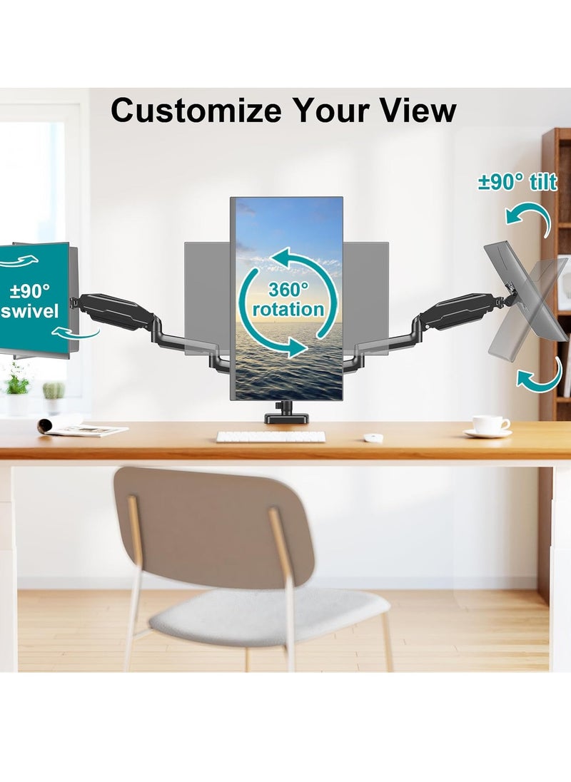 ELTRAZONE Triple Monitor Desk Mount – Articulating Gas Spring Monitor Arm, Removable Clamp & Grommet Base, Fits 13" to 27" LCD Monitors, VESA 75x75 & 100x100  - Image 5