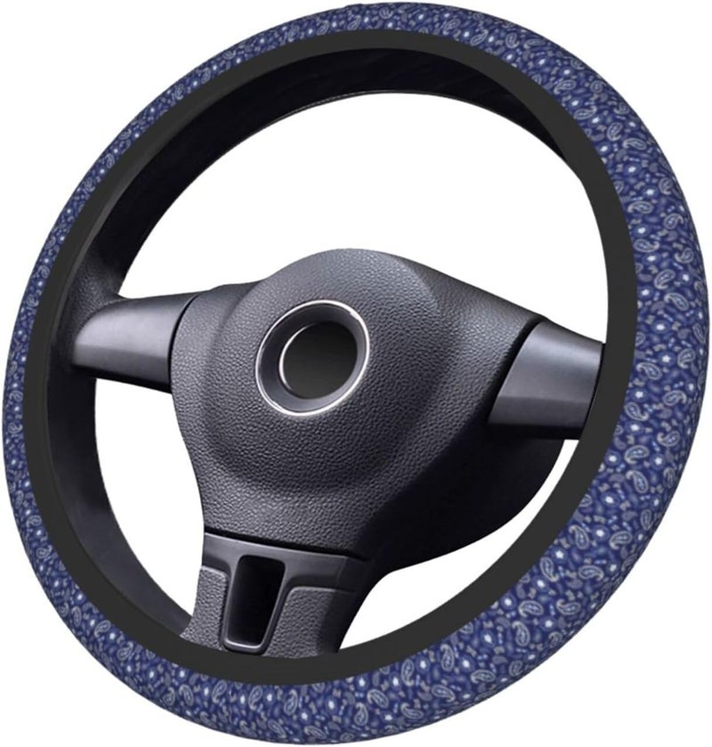 Car Steering Wheel Cover for Women Men, Non-Slip Breathable Steering Wheel, Deep Sea Navy Paisley Steering Wheel Protector, Car Accessories - Image 3