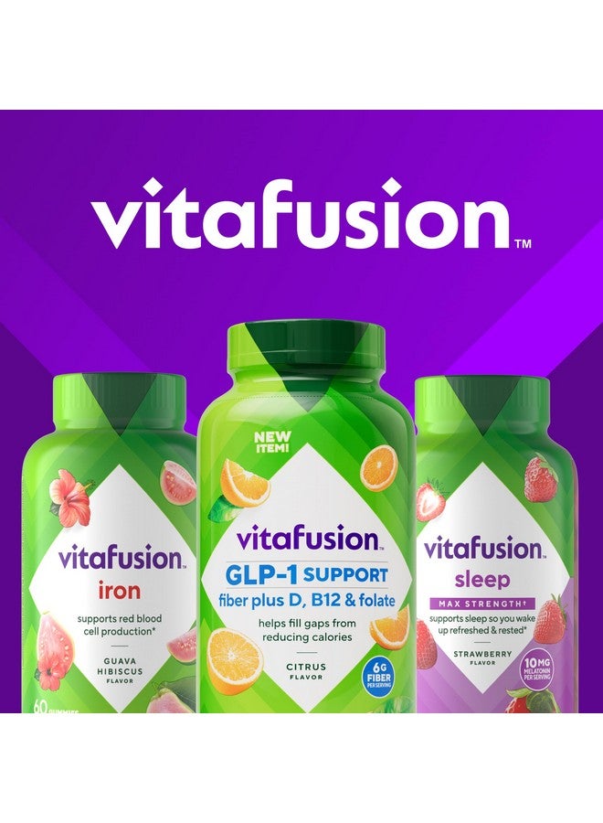 Vitafusion GLP-1 Support Fiber Plus Vitamins D, B12 and Folate Gummy Vitamins, Citrus Flavor, Sugar Free, 90 Count, 30 Day Supply - Image 4