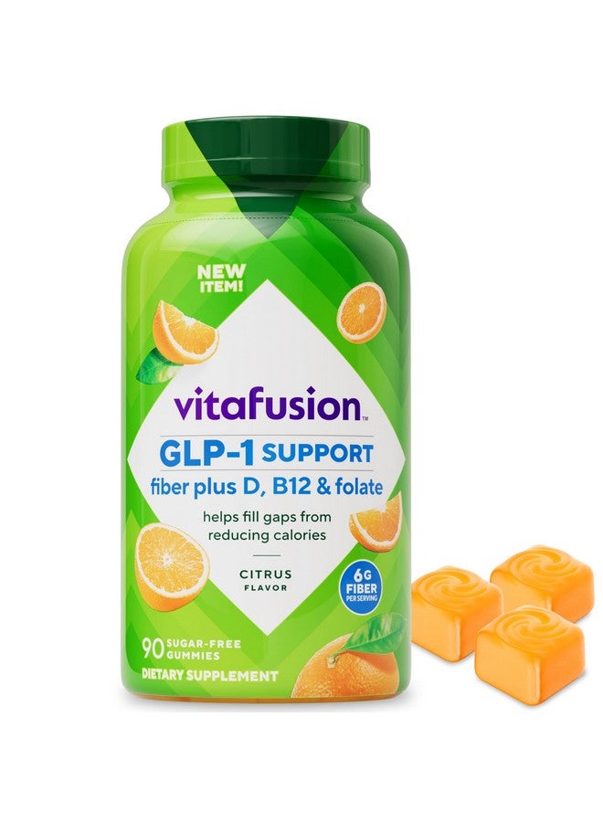Vitafusion GLP-1 Support Fiber Plus Vitamins D, B12 and Folate Gummy Vitamins, Citrus Flavor, Sugar Free, 90 Count, 30 Day Supply - Image 1