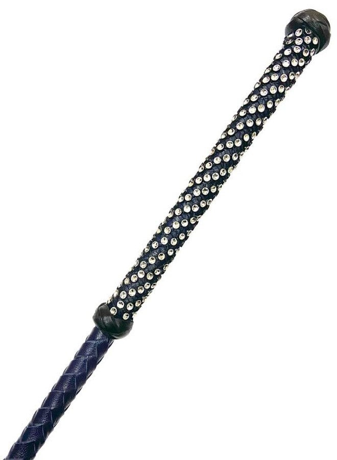Pets Triangle Crystal Leather Braided Riding Crop Unbreakable Stick Toy and Game Whip 27 inches Blue - Image 5