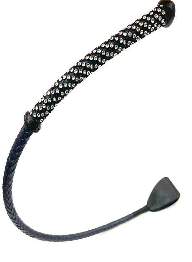 Pets Triangle Crystal Leather Braided Riding Crop Unbreakable Stick Toy and Game Whip 27 inches Blue - Image 4