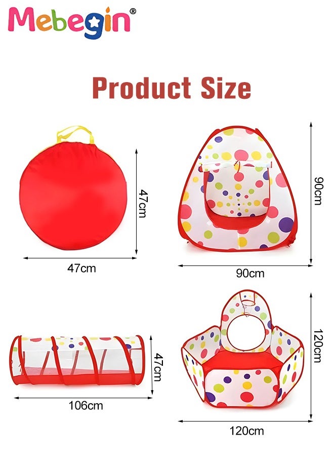 MEBEGIN - 3PCS Kids Ball Pits for Toddlers with Play Tent and Baby Tunnel, Fun Foldable Playhouse with Storage Bag, 3 in 1 Connection Design Between Tent, Crawling Tunnel and Ball Pit, Suitable for Backyards, Kids' Parties, Playrooms and Daily Activities(Not Included Balls) - Image 1