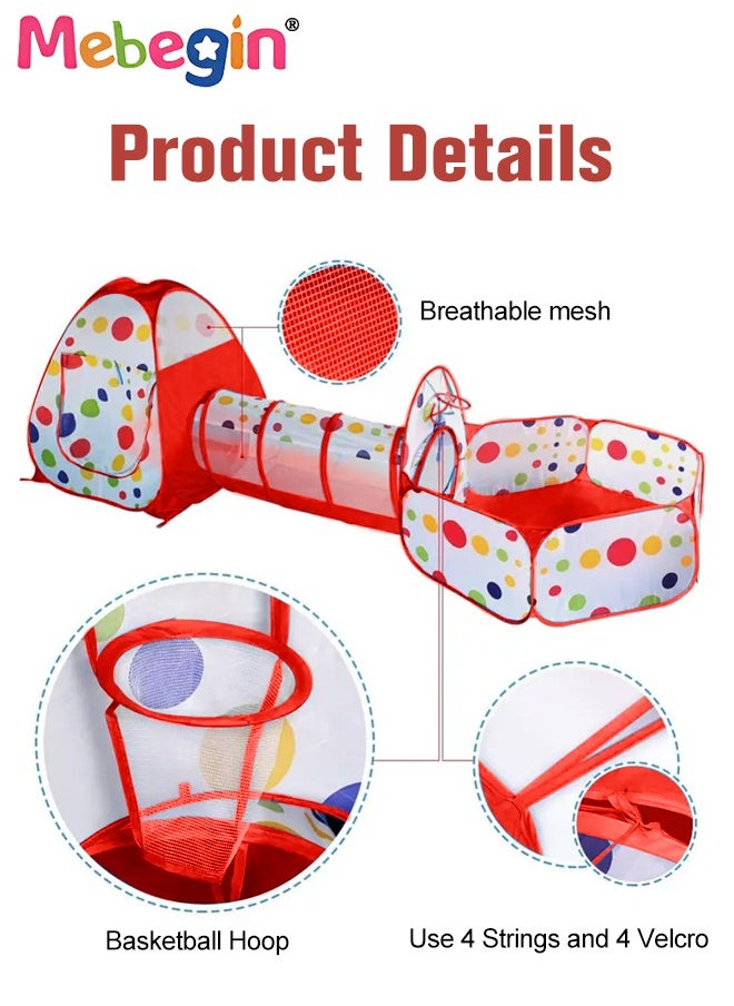 MEBEGIN - 3PCS Kids Ball Pits for Toddlers with Play Tent and Baby Tunnel, Fun Foldable Playhouse with Storage Bag, 3 in 1 Connection Design Between Tent, Crawling Tunnel and Ball Pit, Suitable for Backyards, Kids' Parties, Playrooms and Daily Activities(Not Included Balls) - Image 1
