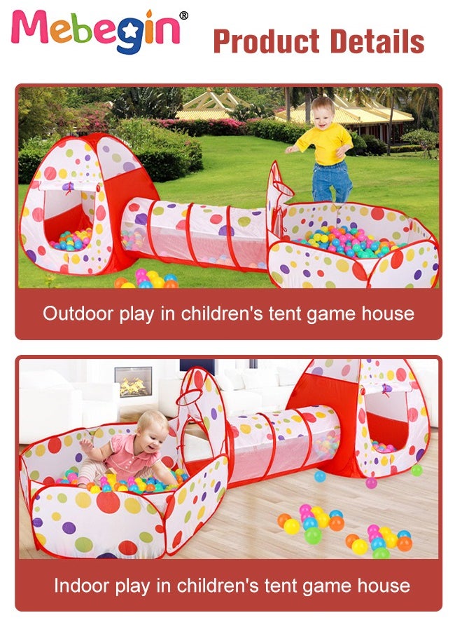 MEBEGIN - 3PCS Kids Ball Pits for Toddlers with Play Tent and Baby Tunnel, Fun Foldable Playhouse with Storage Bag, 3 in 1 Connection Design Between Tent, Crawling Tunnel and Ball Pit, Suitable for Backyards, Kids' Parties, Playrooms and Daily Activities(Not Included Balls) - Image 1