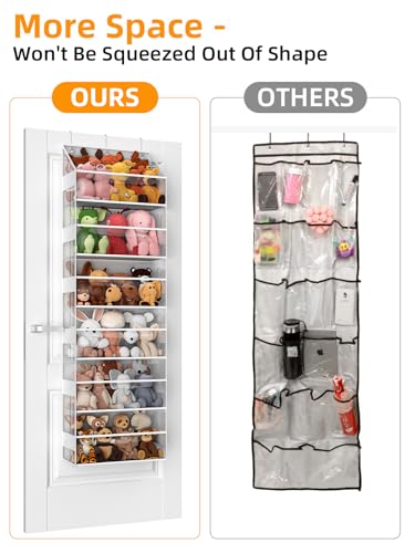 Wakaye Over the Door Organizes 6 Tier Stuffed Animal Storage Hanging Organizer for ToysPlushies Back Door Organizers and Storage Holder Bag for Bathroom Nursery Newborn Baby Essential Stuff Clear - Image 3