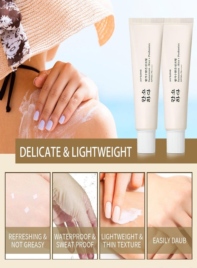واقي شمس عضوي من ريليف صن بعامل حماية SPF50+، غني بالأرز والبروبيوتيك، كريم كوري للعناية بالبشرة | مناسب لجميع أنواع البشرة | يحمي من الأشعة فوق البنفسجية ويغذي البشرة (عبوتان، قطعتان) - Image 5