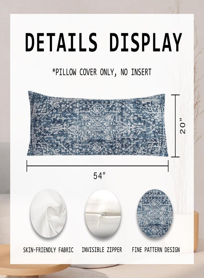 PIUD Vintage Boho Navy Blue Tribal 20x54 Body Pillow Cover, Retro Boho Blue Ethnic Moroccan Decorative Long Body Pillow Cases for Bed Couch - Image 2