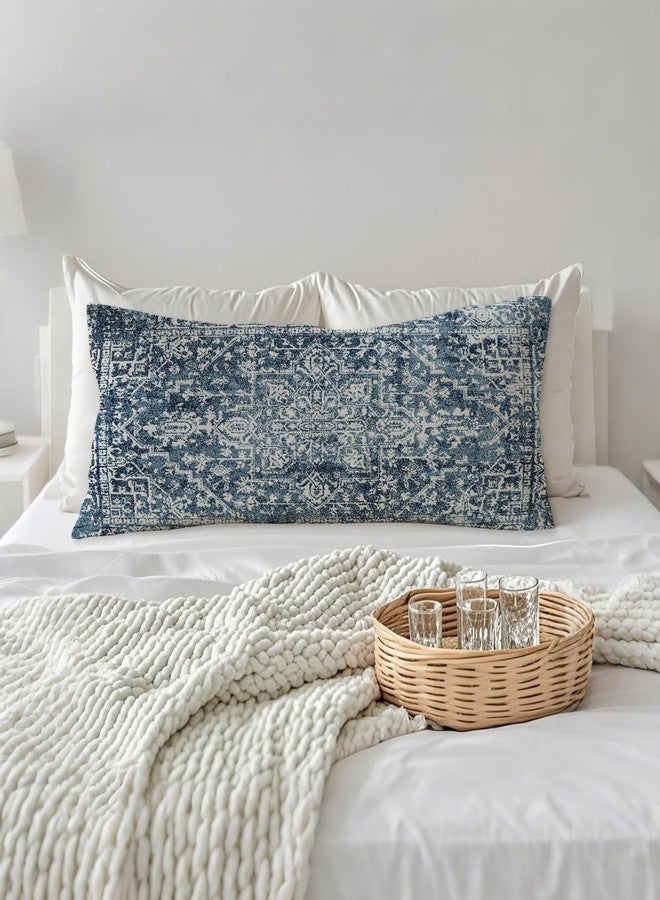 PIUD Vintage Boho Navy Blue Tribal 20x54 Body Pillow Cover, Retro Boho Blue Ethnic Moroccan Decorative Long Body Pillow Cases for Bed Couch - Image 3