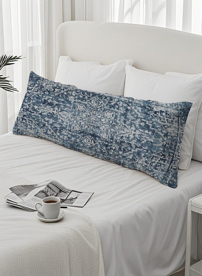 PIUD Vintage Boho Navy Blue Tribal 20x54 Body Pillow Cover, Retro Boho Blue Ethnic Moroccan Decorative Long Body Pillow Cases for Bed Couch - Image 4