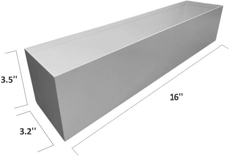 Lavish Craft Modern Narrow Planter Box | 16" Metal Perfect as a Succulent Planter for Table or Window Sill Planters Indoor | Rectangular Stainless Steel Long Planter, White (Green) - Image 4