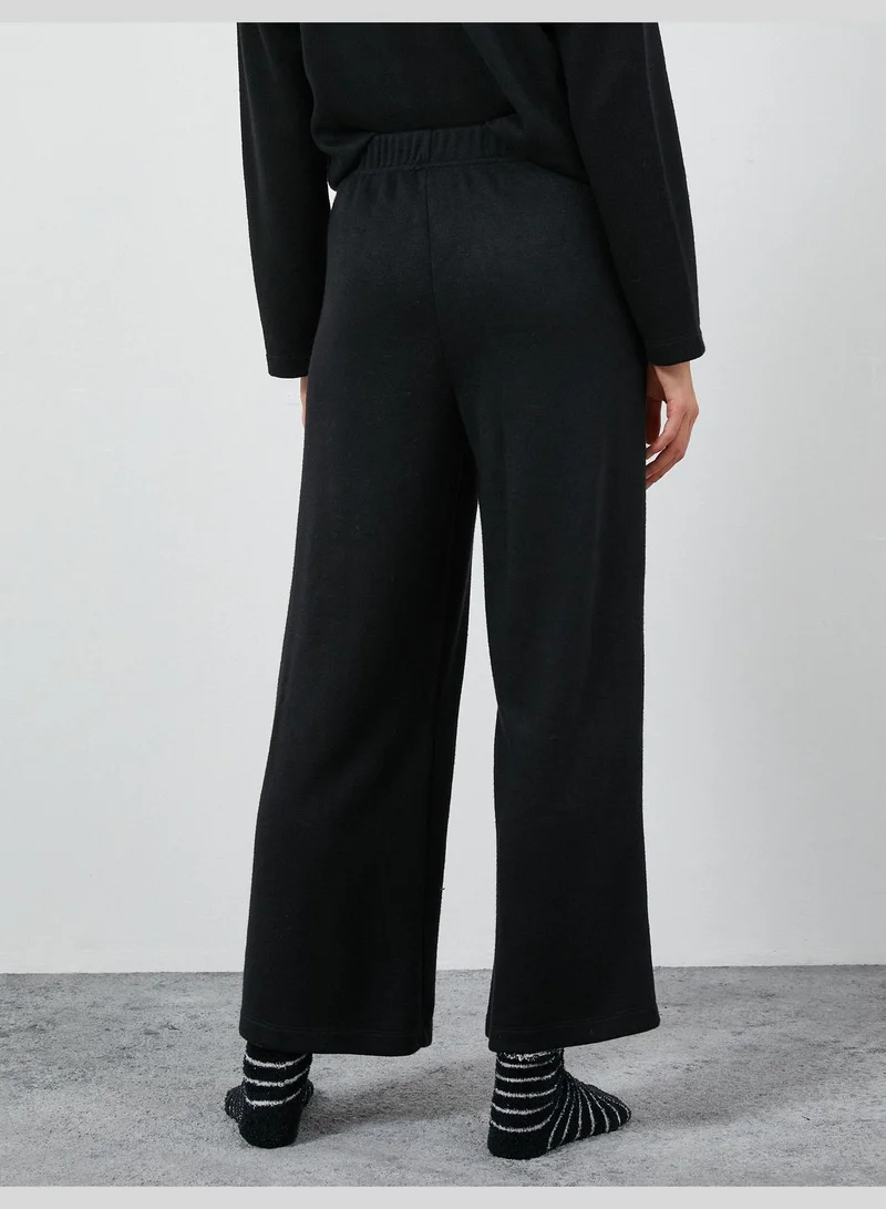 كوتون Wide Leg Pajama Bottoms Elastic Waist