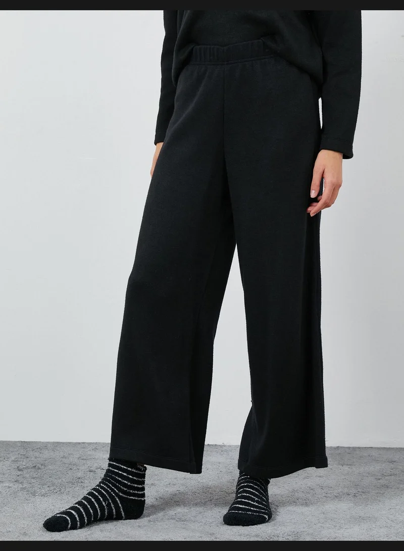 كوتون Wide Leg Pajama Bottoms Elastic Waist