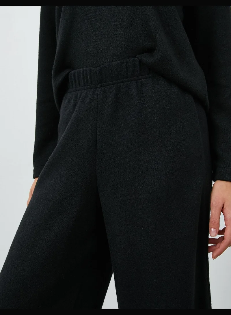 كوتون Wide Leg Pajama Bottoms Elastic Waist