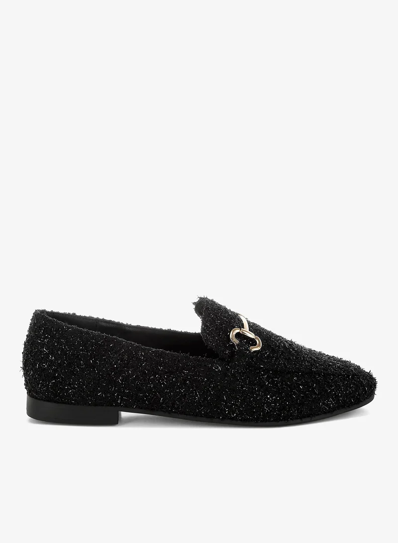 London Rag Women's Horsebit Detail Shiny Loafers in Black