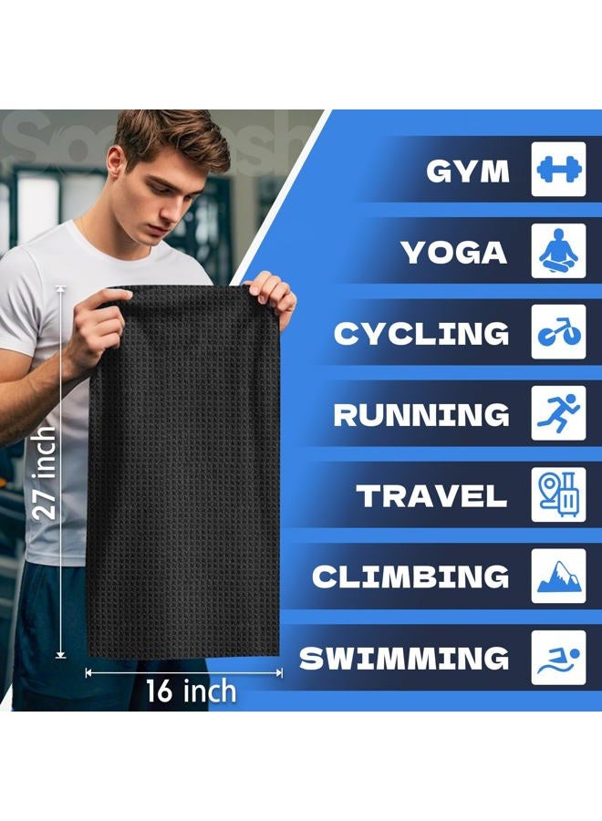 SOOWASH Microfiber Gym Towels for Working Out 16x27 Inch 6 Pack Quick Dry Negative Ions Lightweight Gym Towel for Men & Women Sports Towels for Body Hot Yoga Black - Image 2