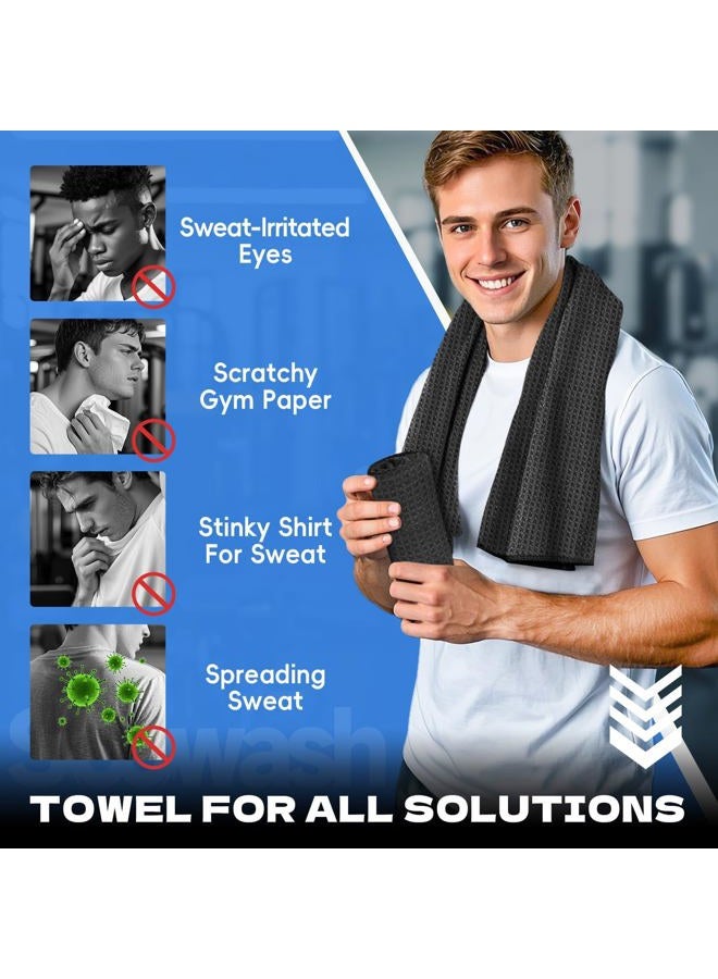 SOOWASH Microfiber Gym Towels for Working Out 16x27 Inch 6 Pack Quick Dry Negative Ions Lightweight Gym Towel for Men & Women Sports Towels for Body Hot Yoga Black - Image 3