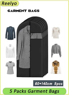 Reelyo Garment Bags 5 Packs Garment Bags for Hanging Clothes Env-friendly Breathable Suit Bag Clothes Cover for Storage Suits Shirts T-shirts and Jackets Suitable for Adults and Children  - Image 1