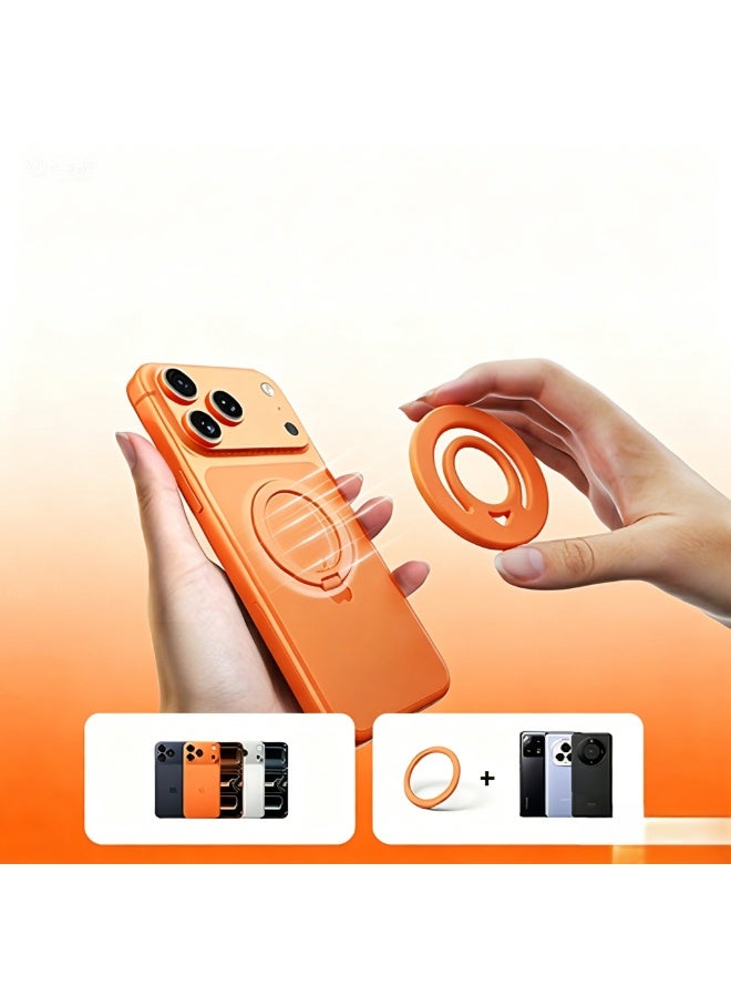 Dual-Sided Magnetic Phone Grip Holder with 3 Metal Plates, Strong N52 MagSafe Phone Ring Stand, Soft Silicone Finger Strap Holder for iPhone 17/16/15/14/13/12 Series, Compatible with MagSafe Cases and Non-MagSafe Phones - Image 1