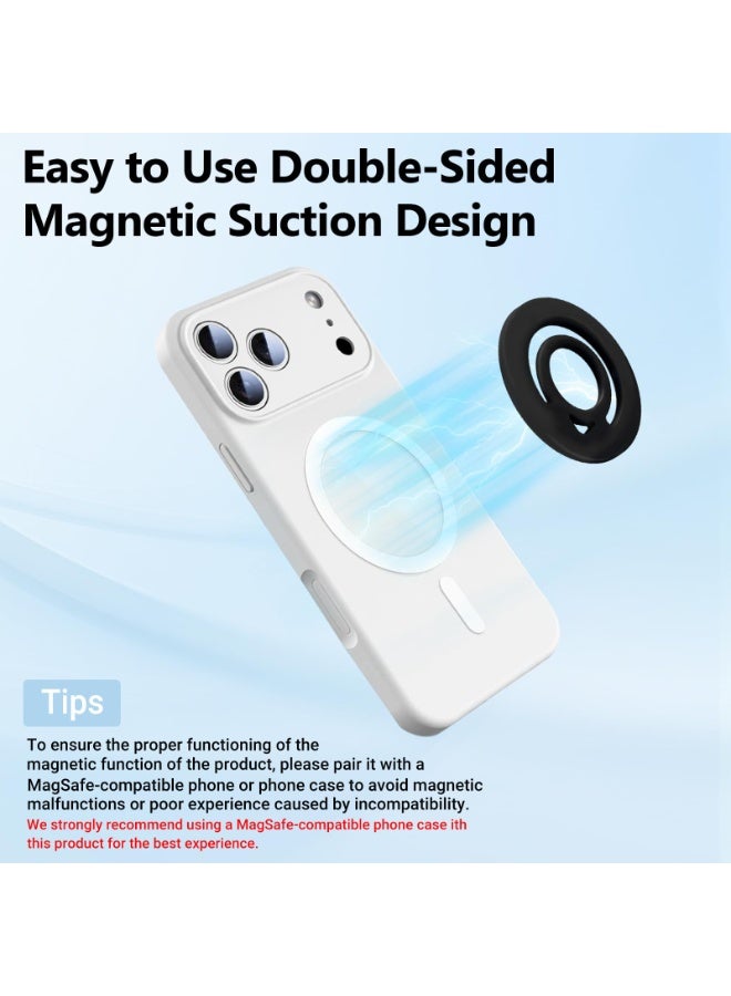 Dual-Sided Magnetic Phone Grip Holder with 3 Metal Plates, Strong N52 MagSafe Phone Ring Stand, Soft Silicone Finger Strap Holder for iPhone 17/16/15/14/13/12 Series, Compatible with MagSafe Cases and Non-MagSafe Phones - Image 2