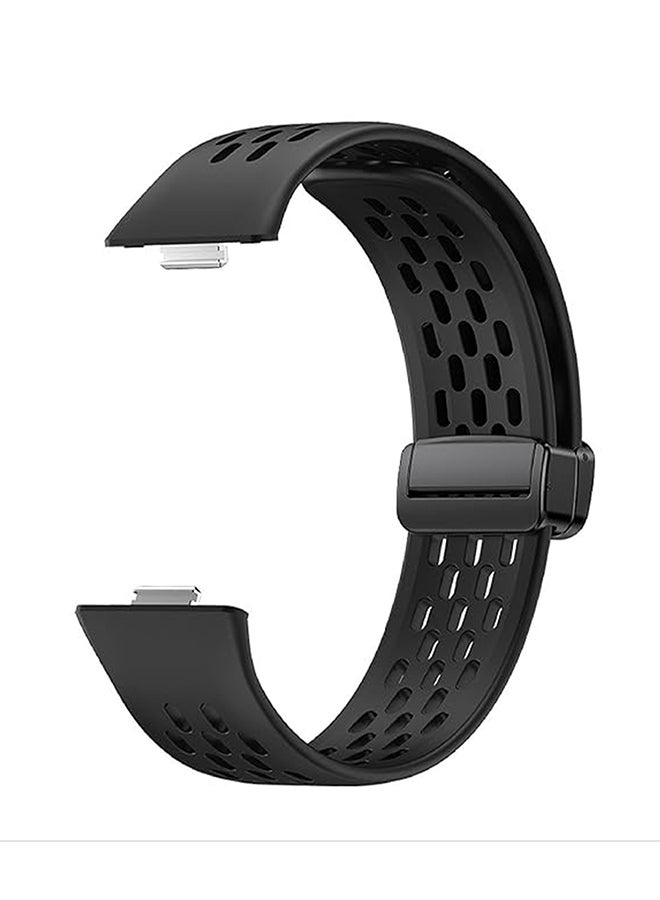 VINSOC Magnetic Band Compatible with Huawei Watch Fit 4/Fit 4 Pro/Fit 3, D-Buckle Breathable Silicone Magnetic Strap, Soft Silicone Wristband Compatible with Huawei Watch Fit 3 Women Men Black - Image 2