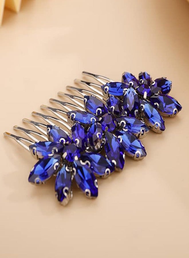 BERYUAN Crystal Flower Hair Comb for Women Prom Crystals Headpiece Wedding Handmade Hair Accessories for Bride Bridemaid - Image 3