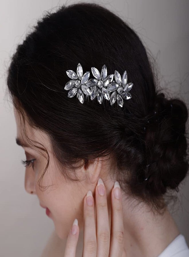 BERYUAN Crystal Flower Hair Comb for Women Prom Crystals Headpiece Wedding Handmade Hair Accessories for Bride Bridemaid - Image 4